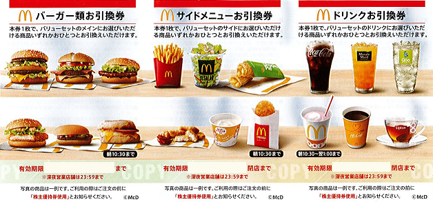 チケッティオンラインショップでのマクドナルド株主優待券の格安販売、購入はこちら
